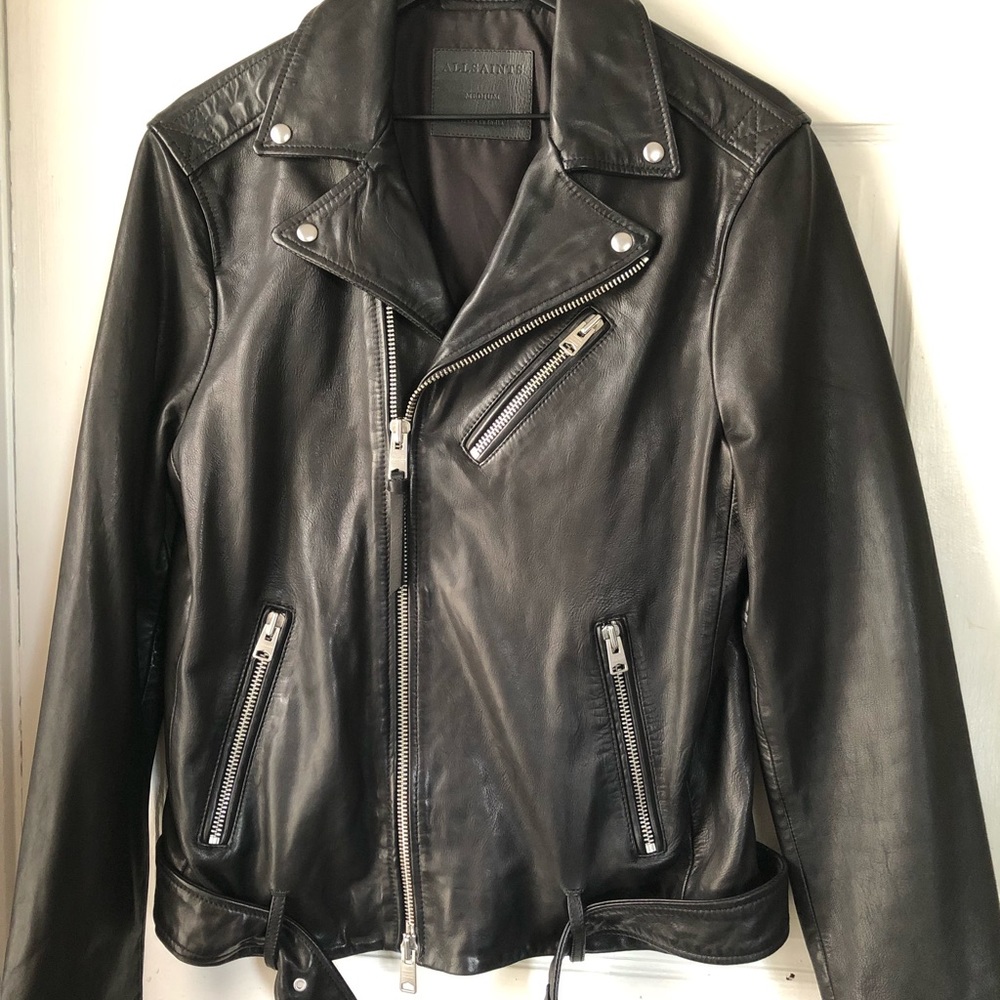 Allsaints mens Rigg leather biker jacket - Picture 2 of 15